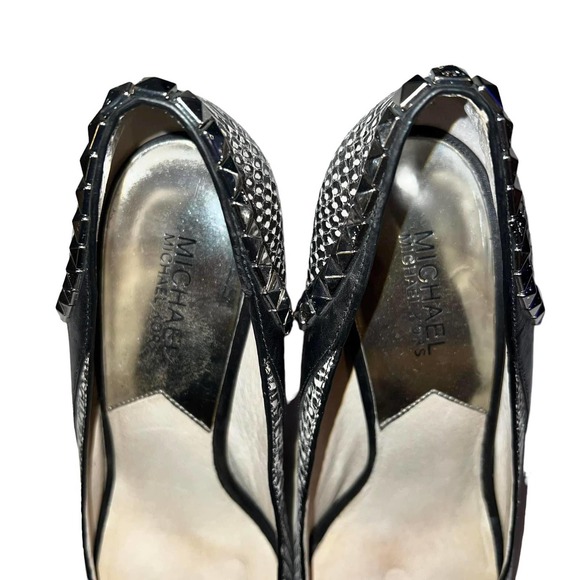 Michael Kors Studded Heel Peep Toe Pumps Shoes Size 10 - Picture 7 of 8